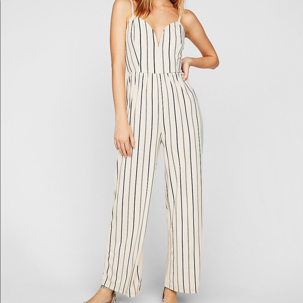 NWOT Express Stripe V-Wire Cami Jumpsuit